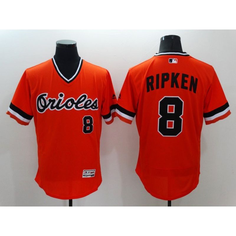 Cheap Cal Ripken Orioles Jersey From China Orange V-neck throwback 2016 FLEXBASE #8 in Men Women Youth Size