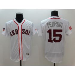 Cheap Dustin Pedroia Red Sox Jersey From China White Fashion Stars & Stripes 2016 FLEXBASE #15 in Men Women Youth Size