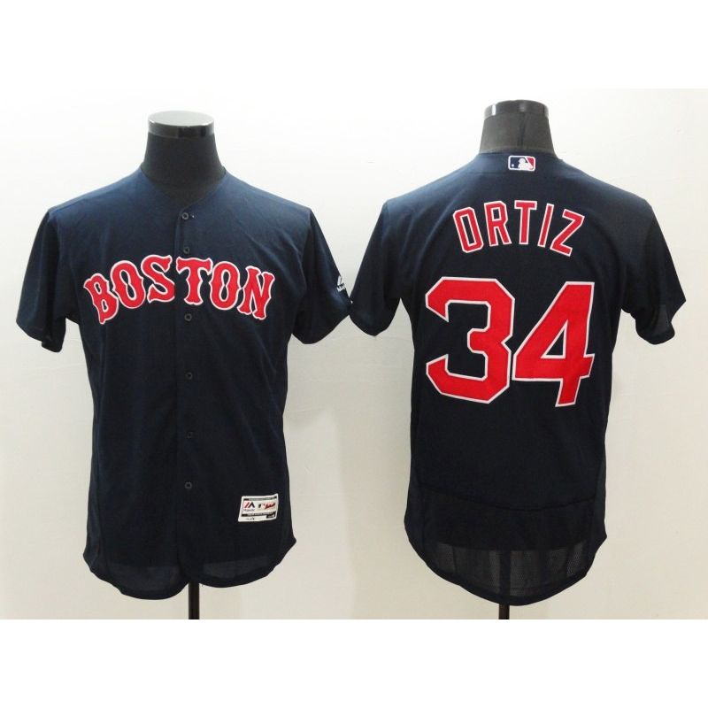 Cheap David Ortiz Red Sox Jersey From China Navy 2016 FLEXBASE #34 in Men Women Youth Size