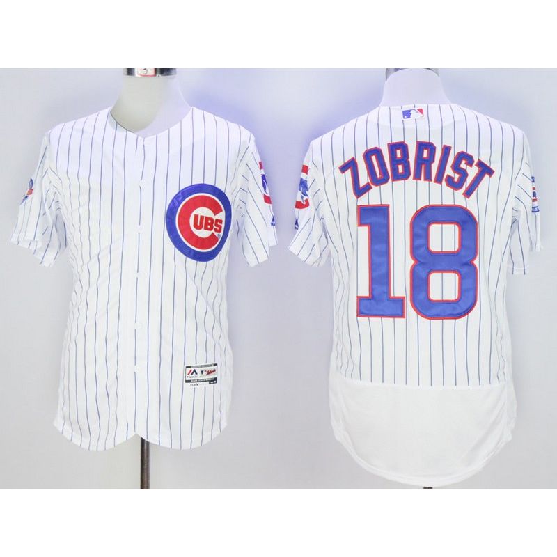 Cheap Ben Zobrist Cubs Jersey From China White 100 anniversary 2016 FLEXBASE #18 in Men Women Youth Size