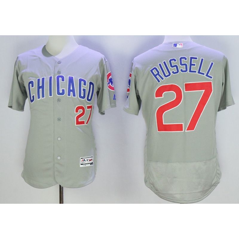 Cheap Addison Russell Cubs Jersey From China Grey CHICAGO 2016 FLEXBASE #27 in Men Women Youth Size