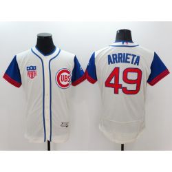 Cheap Jake Arrieta Cubs Jersey From China Cream Blue sleeves 2016 FLEXBASE #49 in Men Women Youth Size