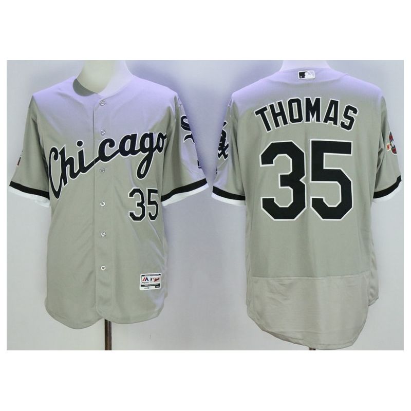 Cheap Frank Thomas White Sox Jersey From China Grey 2005 World Series Patch 2016 FLEXBASE #35 in Men Women Youth Size