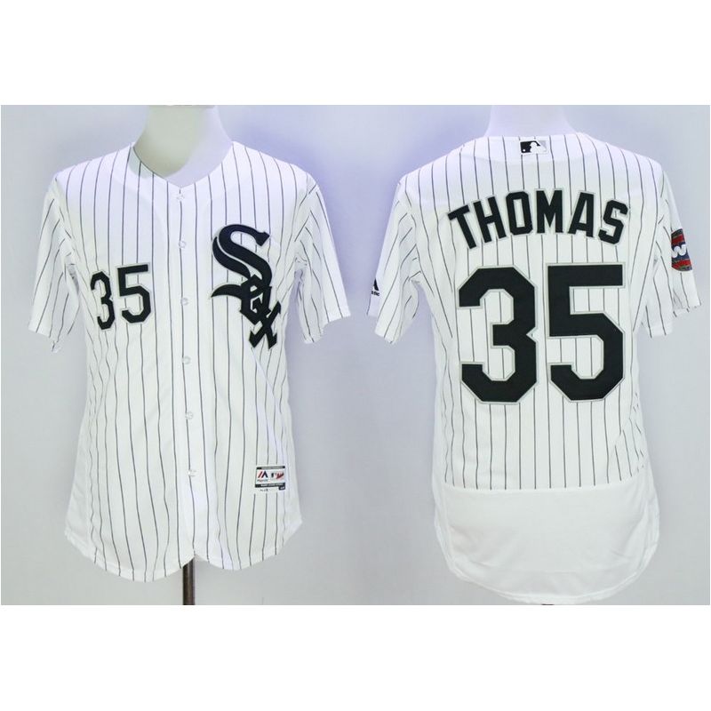 Cheap Frank Thomas White Sox Jersey From China White 2005 World Series Patch 2016 FLEXBASE #35 in Men Women Youth Size