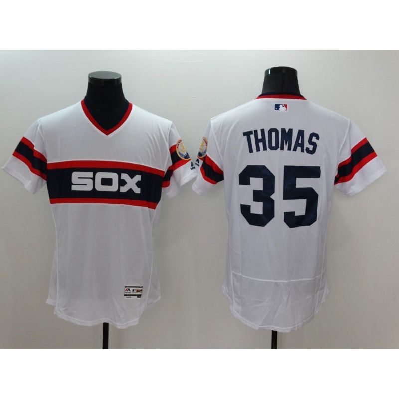 Cheap Frank Thomas White Sox Jersey From China White V-neck 2016 FLEXBASE #35 in Men Women Youth Size