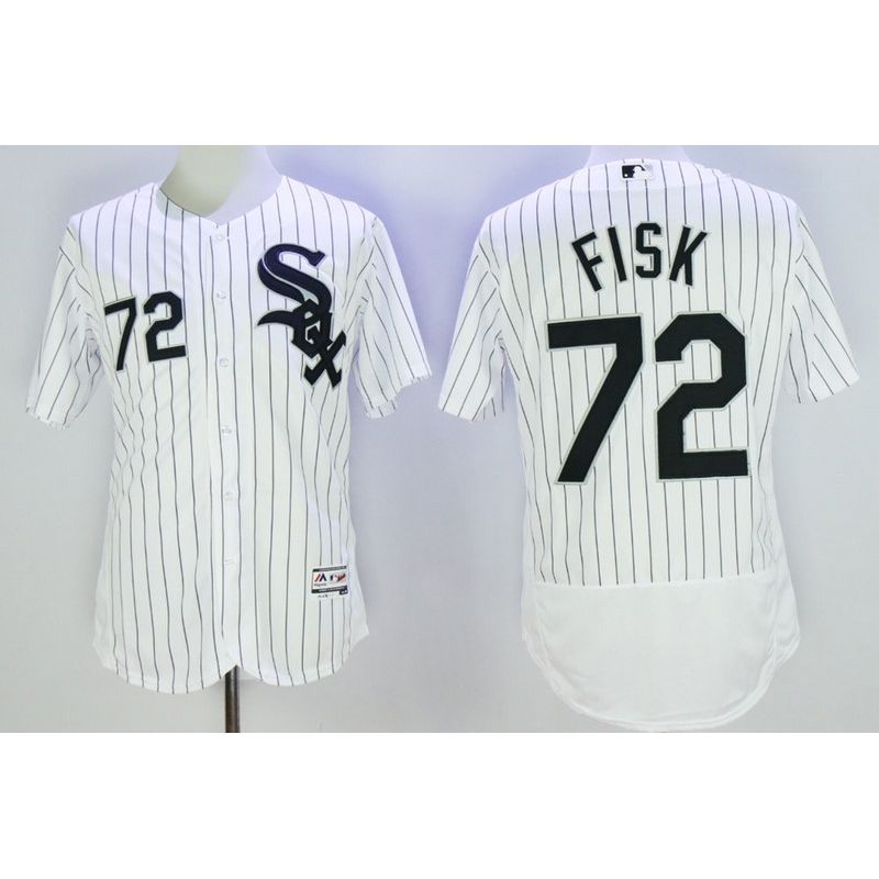 Cheap Carlton Fisk White Sox Jersey From China White Black stripe 2016 FLEXBASE #72 in Men Women Youth Size