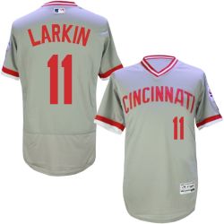 Cheap Barry Larkin Reds Jersey From China Grey V-neck throwback 2016 FLEXBASE #11 in Men Women Youth Size