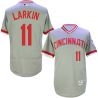 Cheap Barry Larkin Reds Jersey From China Grey V-neck throwback 2016 FLEXBASE #11 in Men Women Youth Size