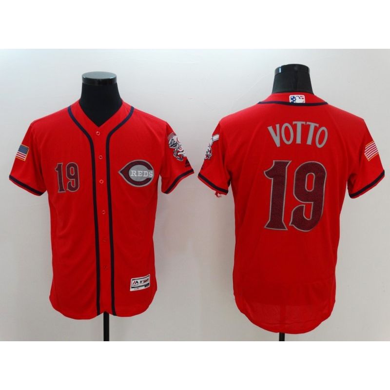 Cheap Joey Votto Reds Jersey From China Red Fashion Stars & Stripes 2016 FLEXBASE #19 in Men Women Youth Size