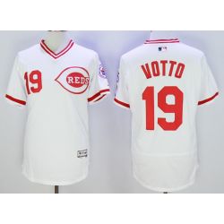 Cheap Joey Votto Reds Jersey From China White V-neck throwback 2016 FLEXBASE #19 in Men Women Youth Size