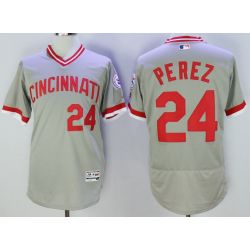 Cheap Tony Perez Reds Jersey From China Grey V-neck throwback 2016 FLEXBASE #24 in Men Women Youth Size