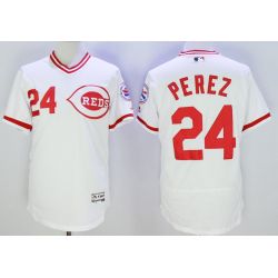 Cheap Tony Perez Reds Jersey From China White V-neck throwback 2016 FLEXBASE #24 in Men Women Youth Size