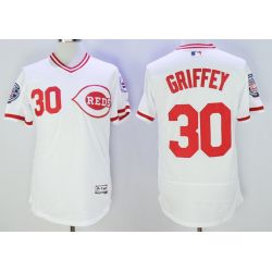 Cheap Ken Griffey Reds Jersey From China White Hall of Fame 2016 FLEXBASE #30 in Men Women Youth Size