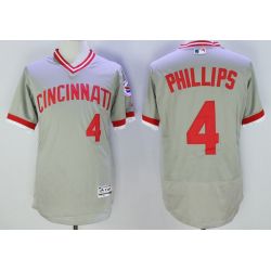 Cheap Brandon Phillips Reds Jersey From China Grey V-neck throwback 2016 FLEXBASE #4 in Men Women Youth Size