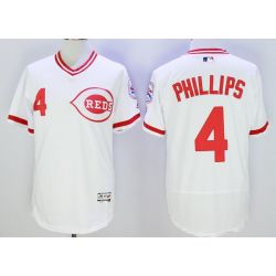 Cheap Brandon Phillips Reds Jersey From China White V-neck throwback 2016 FLEXBASE #4 in Men Women Youth Size