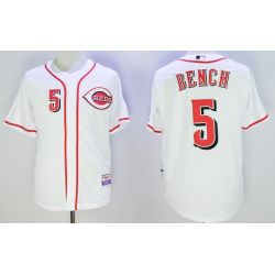 Cheap Johnny Bench Reds Jersey From China White #5 in Men Women Youth Size