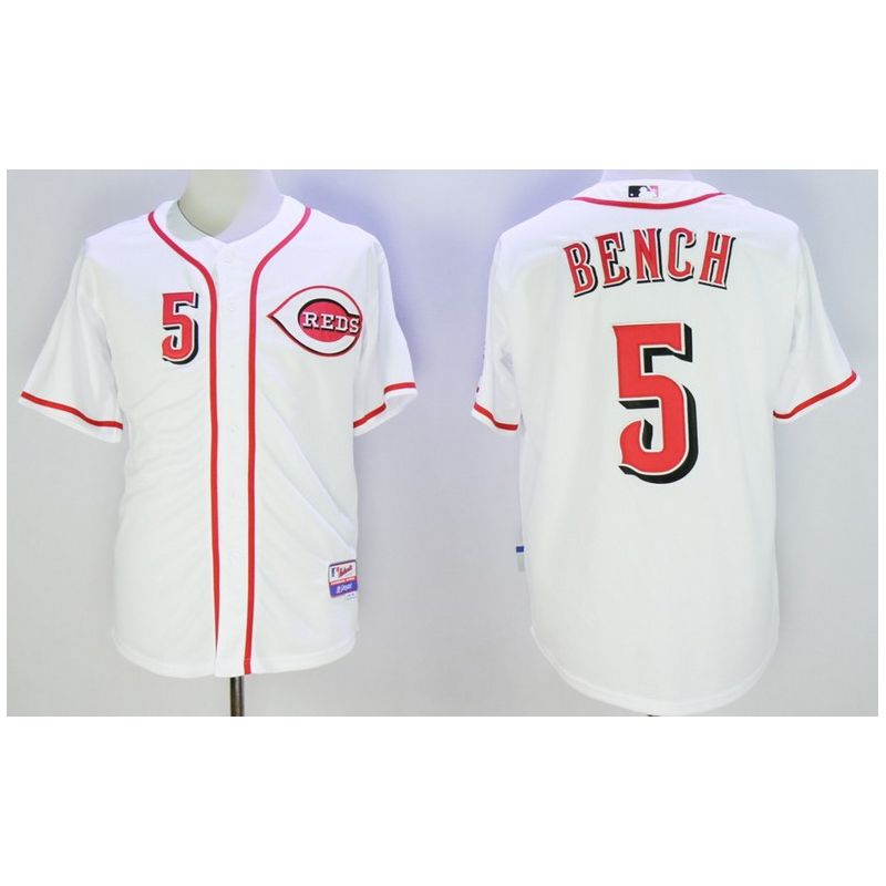 Cheap Johnny Bench Reds Jersey From China White #5 in Men Women Youth Size