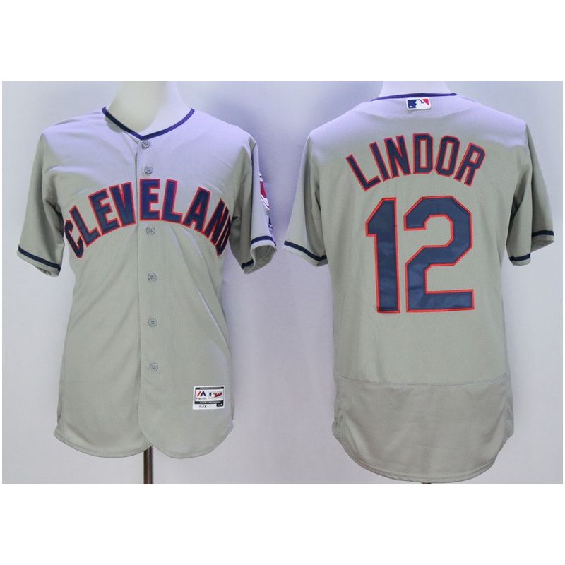 Cheap Francisco Lindor Indians Jersey From China Grey 2016 FLEXBASE #12 in Men Women Youth Size Cheap Francisco Lindor Indians Jersey From China Grey 2016 FLEXBASE #12 in Men Women Youth Size