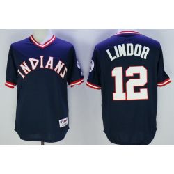 Cheap Francisco Lindor Indians Jersey From China Navy 1976 throwback #12 in Men Women Youth Size
