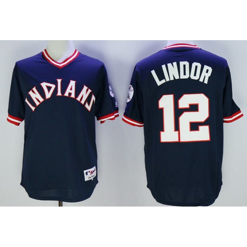 Cheap Francisco Lindor Indians Jersey From China Navy 1976 throwback #12 in Men Women Youth Size Cheap Francisco Lindor Indians Jersey From China Navy 1976 throwback #12 in Men Women Youth Size