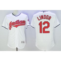 Cheap Francisco Lindor Indians Jersey From China White 2016 FLEXBASE #12 in Men Women Youth Size