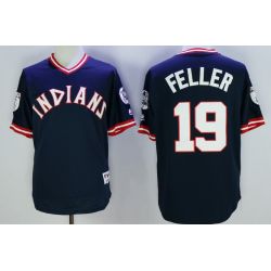 Cheap Bob Feller Indians Jersey From China Navy 1976 throwback #19 in Men Women Youth Size