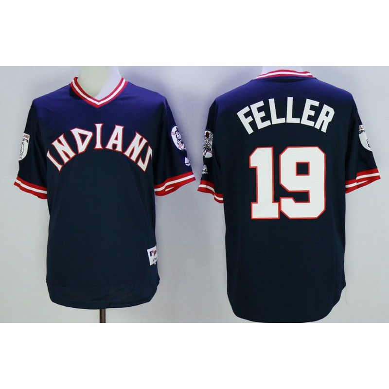 Cheap Bob Feller Indians Jersey From China Navy 1976 throwback #19 in Men Women Youth Size Cheap Bob Feller Indians Jersey From China Navy 1976 throwback #19 in Men Women Youth Size