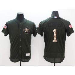 Cheap Rookie Correa Astros Jersey From China Olive Salute To Service 2016 FLEXBASE #1 in Men Women Youth Size