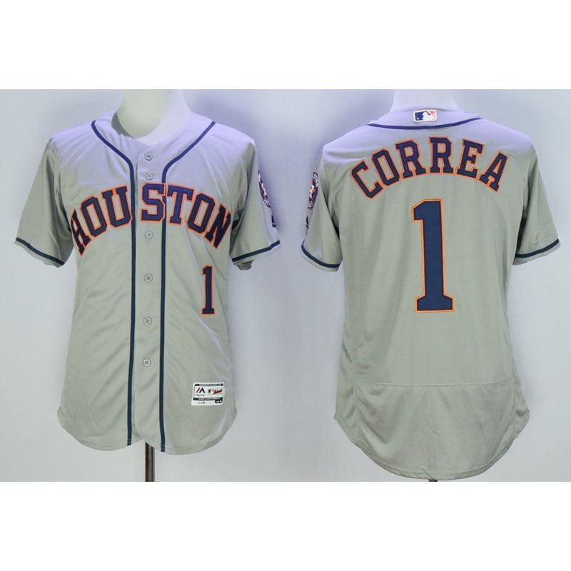 Cheap Rookie Correa Astros Jersey From China Grey 2016 FLEXBASE #1 in Men Women Youth Size