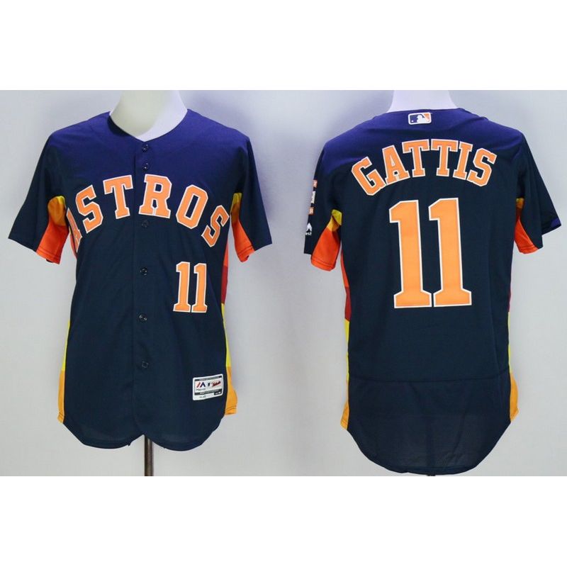 Cheap Evan Gattis Astros Jersey From China Navy 2016 FLEXBASE #11 in Men Women Youth Size