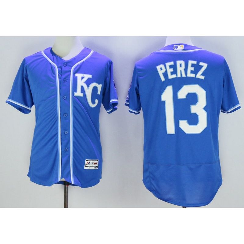 Cheap Salvador Perez Royals Jersey From China Royal Blue 2016 FLEXBASE #13 in Men Women Youth Size