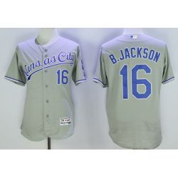 Cheap Bo Jackson Royals Jersey From China Grey 2016 FLEXBASE #16 in Men Women Youth Size