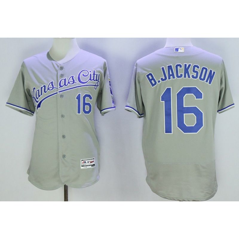 Cheap Bo Jackson Royals Jersey From China Grey 2016 FLEXBASE #16 in Men Women Youth Size