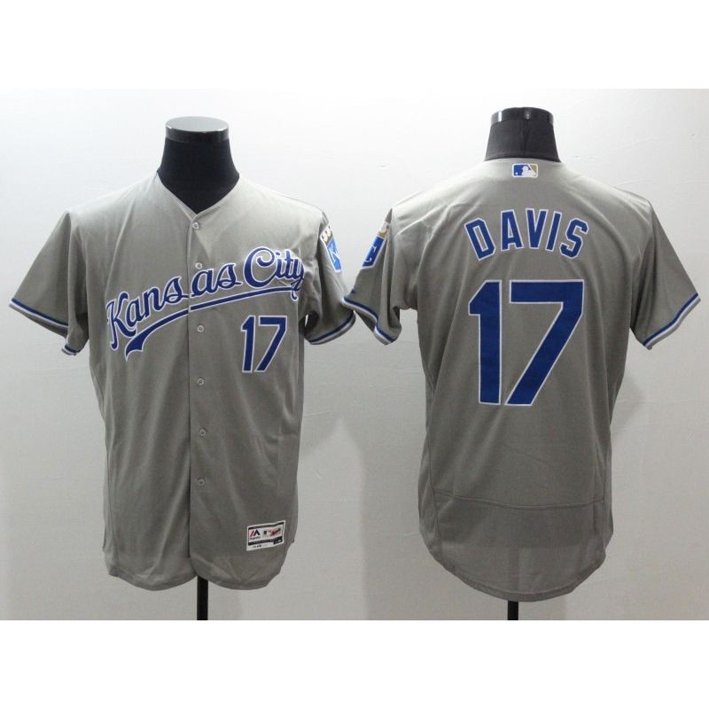 Cheap Wade Davis Royals Jersey From China Gray 2016 FLEXBASE #17 in Men Women Youth Size