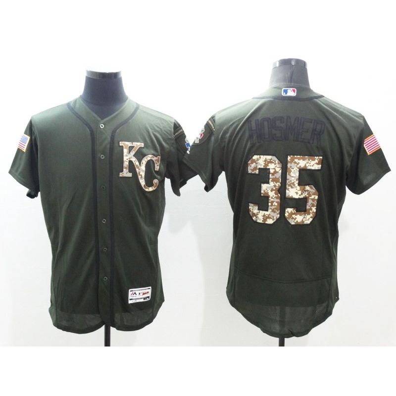 Cheap Eric Hosmer Royals Jersey From China Olive Salute To Service 2016 FLEXBASE #35 in Men Women Youth Size