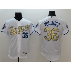 Cheap Edinson Volquez Royals Jersey From China White 2016 champion 2016 FLEXBASE #36 in Men Women Youth Size