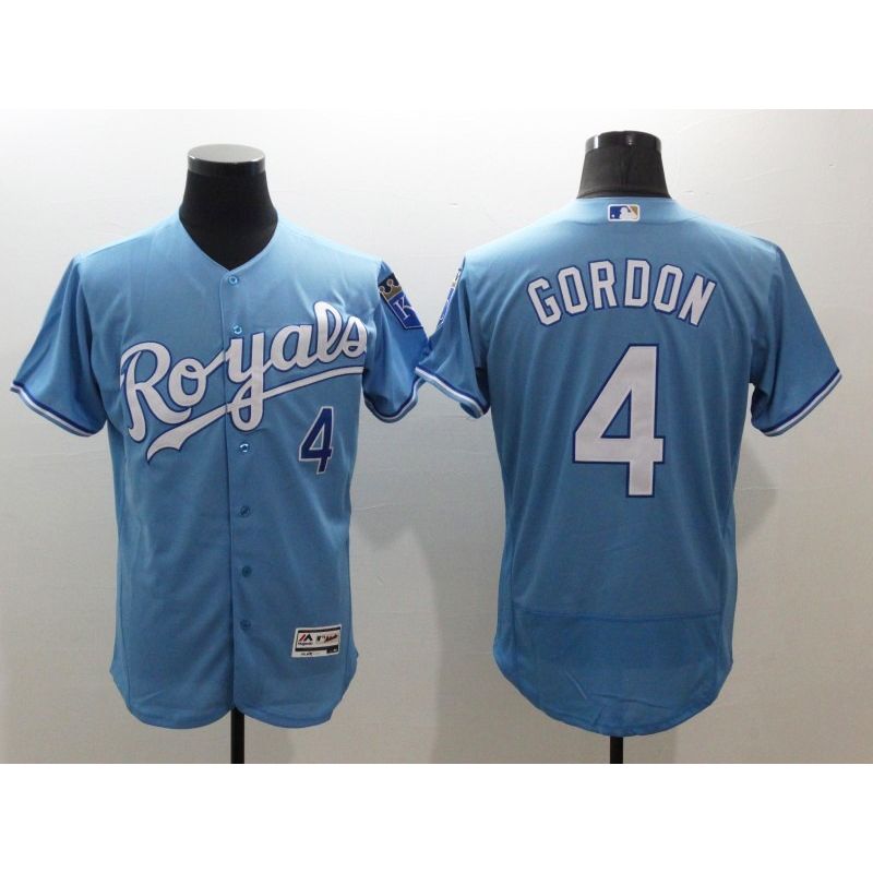 Cheap Alex Gordon Royals Jersey From China Light Blue 2016 FLEXBASE #4 in Men Women Youth Size