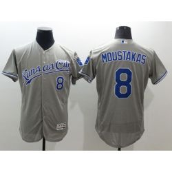 Cheap Mike Moustakas Royals Jersey From China Gray 2016 FLEXBASE #8 in Men Women Youth Size