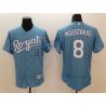 Cheap Mike Moustakas Royals Jersey From China Light Blue 2016 FLEXBASE #8 in Men Women Youth Size