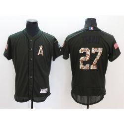 Cheap Mike Trout Angels Jersey From China Olive Salute To Service 2016 FLEXBASE #27 in Men Women Youth Size
