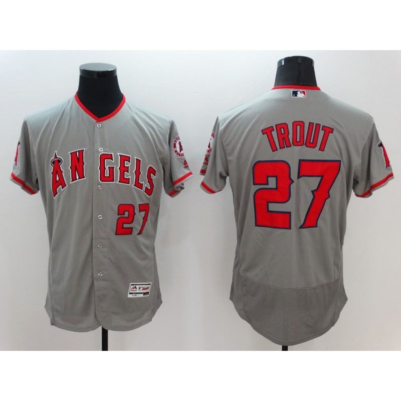 Cheap Mike Trout Angels Jersey From China Grey 2016 FLEXBASE #27 in Men Women Youth Size