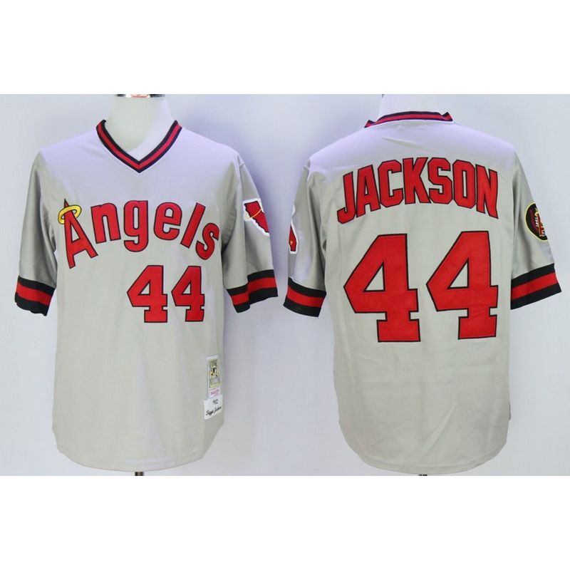 Cheap Reggie Jackson Angels Jersey From China Grey 1985 throwback 2016 FLEXBASE #44 in Men Women Youth Size