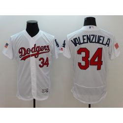 Cheap Fernando Valenzuela Dodgers Jersey From China White Fashion Stars & Stripes 2016 FLEXBASE #34 in Men Women Youth Size