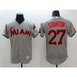 Cheap Giancarlo Stanton Marlins Jersey From China Grey Fashion Stars & Stripes 2016 FLEXBASE #27 in Men Women Youth Size