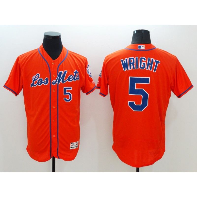 Cheap David Wright Mets Jersey From China Orange Los Mets 2016 FLEXBASE #5 in Men Women Youth Size