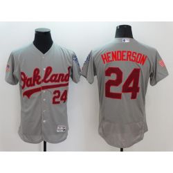 Cheap Rickey Henderson Athletics Jersey From China Grey Fashion Stars & Stripes 2016 FLEXBASE #24 in Men Women Youth Size