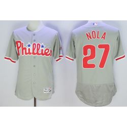 Cheap Aaron Nola Phillies Jersey From China Grey 2016 FLEXBASE #27 in Men Women Youth Size