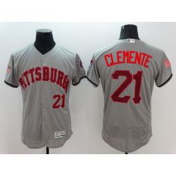 Cheap Roberto Clemente Pirates Jersey From China Grey Fashion Stars & Stripes 2016 FLEXBASE #21 in Men Women Youth Size