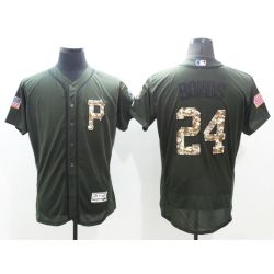 Cheap Barry Bonds Pirates Jersey From China Olive Salute To Service 2016 FLEXBASE #24 in Men Women Youth Size