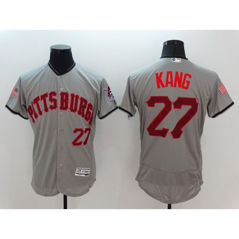 Cheap Jung-ho Kang Pirates Jersey From China Grey Fashion Stars & Stripes 2016 FLEXBASE #27 in Men Women Youth Size